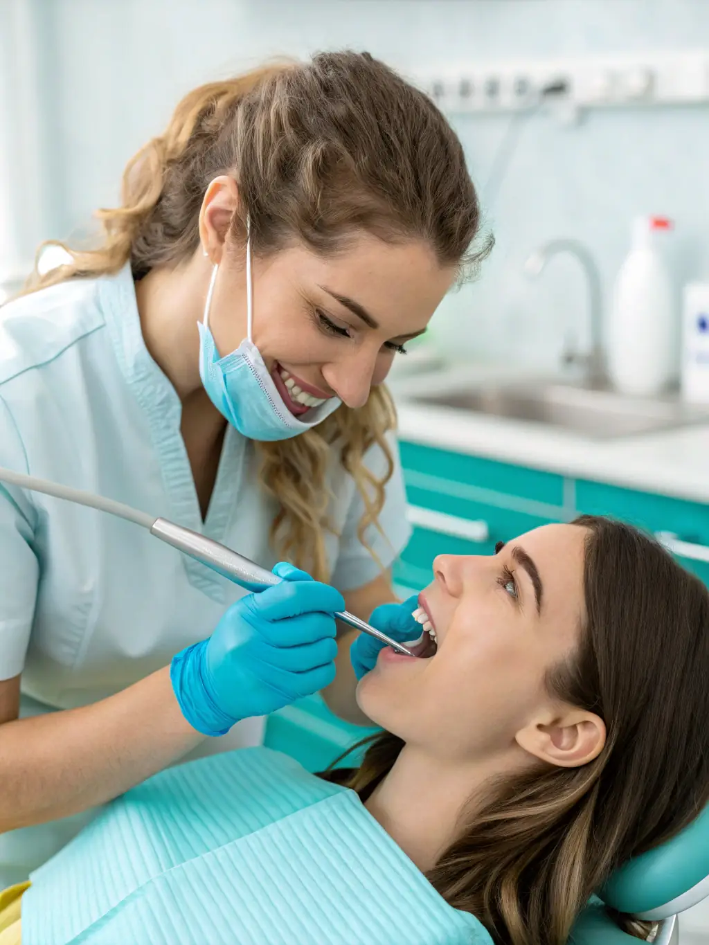 A high-resolution image depicting a dentist performing a routine dental cleaning on a patient, emphasizing the importance of preventative care at TellerDental.